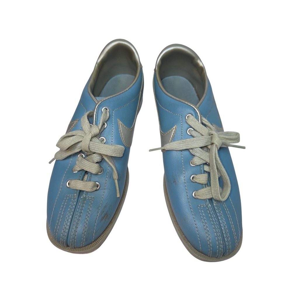 Vintage Nike BowlingShoes Light Blue Silver 840608SN M's 9 Retro80s Rare Unique